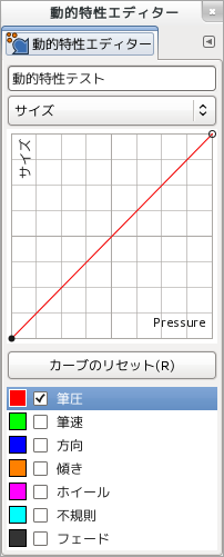 GIMP 『動的特性エディター』サイズ項目