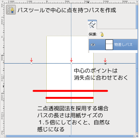 GIMP 透視図法用の物差し作成