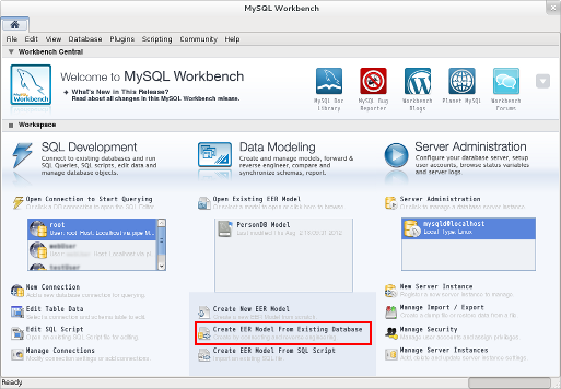MySQL Workbench 既存のDBからEERモデルの作成